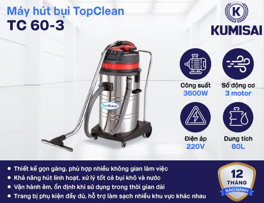 Máy hút bụi công nghiệp TopClean TC 60-3 - 2
